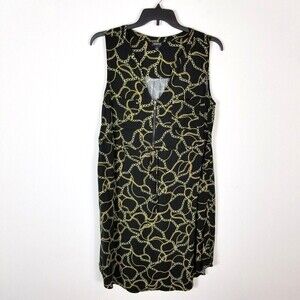 Torrid Women Plus Chain Dress Sleeveless Zip Front Black Drawstring  Waist  1X